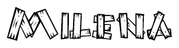 The clipart image shows the name Milena stylized to look like it is constructed out of separate wooden planks or boards, with each letter having wood grain and plank-like details.