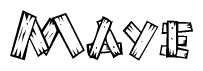 The clipart image shows the name Maye stylized to look like it is constructed out of separate wooden planks or boards, with each letter having wood grain and plank-like details.