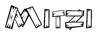 The clipart image shows the name Mitzi stylized to look like it is constructed out of separate wooden planks or boards, with each letter having wood grain and plank-like details.