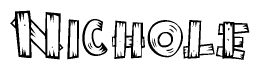 The clipart image shows the name Nichole stylized to look as if it has been constructed out of wooden planks or logs. Each letter is designed to resemble pieces of wood.