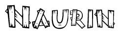 The clipart image shows the name Naurin stylized to look like it is constructed out of separate wooden planks or boards, with each letter having wood grain and plank-like details.