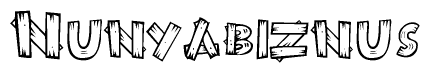 The clipart image shows the name Nunyabiznus stylized to look like it is constructed out of separate wooden planks or boards, with each letter having wood grain and plank-like details.