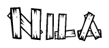 The clipart image shows the name Nila stylized to look like it is constructed out of separate wooden planks or boards, with each letter having wood grain and plank-like details.