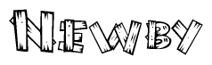 The clipart image shows the name Newby stylized to look like it is constructed out of separate wooden planks or boards, with each letter having wood grain and plank-like details.