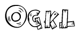 The clipart image shows the name Ogkl stylized to look like it is constructed out of separate wooden planks or boards, with each letter having wood grain and plank-like details.