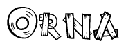 The clipart image shows the name Orna stylized to look like it is constructed out of separate wooden planks or boards, with each letter having wood grain and plank-like details.