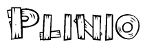 The clipart image shows the name Plinio stylized to look like it is constructed out of separate wooden planks or boards, with each letter having wood grain and plank-like details.