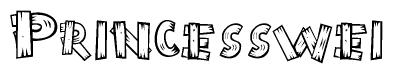 The clipart image shows the name Princesswei stylized to look like it is constructed out of separate wooden planks or boards, with each letter having wood grain and plank-like details.