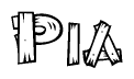 The clipart image shows the name Pia stylized to look as if it has been constructed out of wooden planks or logs. Each letter is designed to resemble pieces of wood.
