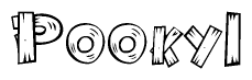 The clipart image shows the name Pooky1 stylized to look as if it has been constructed out of wooden planks or logs. Each letter is designed to resemble pieces of wood.