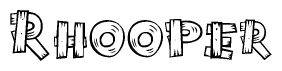 The image contains the name Rhooper written in a decorative, stylized font with a hand-drawn appearance. The lines are made up of what appears to be planks of wood, which are nailed together