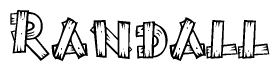 The clipart image shows the name Randall stylized to look like it is constructed out of separate wooden planks or boards, with each letter having wood grain and plank-like details.