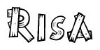The clipart image shows the name Risa stylized to look like it is constructed out of separate wooden planks or boards, with each letter having wood grain and plank-like details.
