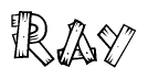 The clipart image shows the name Ray stylized to look like it is constructed out of separate wooden planks or boards, with each letter having wood grain and plank-like details.