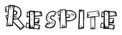 The image contains the name Respite written in a decorative, stylized font with a hand-drawn appearance. The lines are made up of what appears to be planks of wood, which are nailed together
