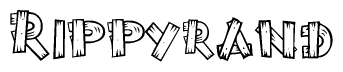 The clipart image shows the name Rippyrand stylized to look like it is constructed out of separate wooden planks or boards, with each letter having wood grain and plank-like details.