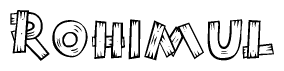The clipart image shows the name Rohimul stylized to look like it is constructed out of separate wooden planks or boards, with each letter having wood grain and plank-like details.