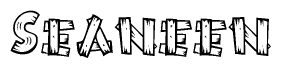 The clipart image shows the name Seaneen stylized to look like it is constructed out of separate wooden planks or boards, with each letter having wood grain and plank-like details.