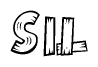 The image contains the name Sil written in a decorative, stylized font with a hand-drawn appearance. The lines are made up of what appears to be planks of wood, which are nailed together
