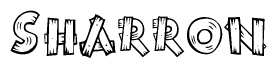 The clipart image shows the name Sharron stylized to look like it is constructed out of separate wooden planks or boards, with each letter having wood grain and plank-like details.