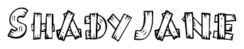The clipart image shows the name Shadyjane stylized to look like it is constructed out of separate wooden planks or boards, with each letter having wood grain and plank-like details.