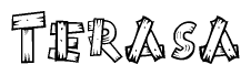 The clipart image shows the name Terasa stylized to look as if it has been constructed out of wooden planks or logs. Each letter is designed to resemble pieces of wood.