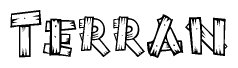 The clipart image shows the name Terran stylized to look as if it has been constructed out of wooden planks or logs. Each letter is designed to resemble pieces of wood.