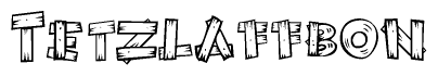 The clipart image shows the name Tetzlaffbon stylized to look like it is constructed out of separate wooden planks or boards, with each letter having wood grain and plank-like details.