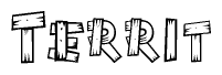 The clipart image shows the name Territ stylized to look like it is constructed out of separate wooden planks or boards, with each letter having wood grain and plank-like details.