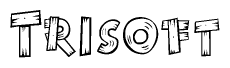 The clipart image shows the name Trisoft stylized to look like it is constructed out of separate wooden planks or boards, with each letter having wood grain and plank-like details.