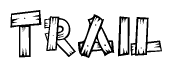 The clipart image shows the name Trail stylized to look like it is constructed out of separate wooden planks or boards, with each letter having wood grain and plank-like details.