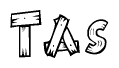 The clipart image shows the name Tas stylized to look like it is constructed out of separate wooden planks or boards, with each letter having wood grain and plank-like details.