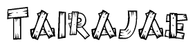 The clipart image shows the name Tairajae stylized to look as if it has been constructed out of wooden planks or logs. Each letter is designed to resemble pieces of wood.