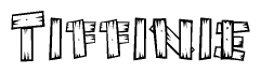 The clipart image shows the name Tiffinie stylized to look like it is constructed out of separate wooden planks or boards, with each letter having wood grain and plank-like details.