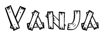 The clipart image shows the name Vanja stylized to look like it is constructed out of separate wooden planks or boards, with each letter having wood grain and plank-like details.