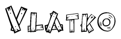 The clipart image shows the name Vlatko stylized to look as if it has been constructed out of wooden planks or logs. Each letter is designed to resemble pieces of wood.