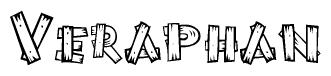 The clipart image shows the name Veraphan stylized to look like it is constructed out of separate wooden planks or boards, with each letter having wood grain and plank-like details.