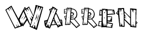 The clipart image shows the name Warren stylized to look like it is constructed out of separate wooden planks or boards, with each letter having wood grain and plank-like details.