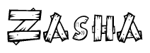 The clipart image shows the name Zasha stylized to look like it is constructed out of separate wooden planks or boards, with each letter having wood grain and plank-like details.