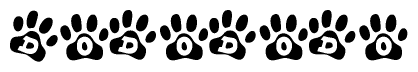 The image shows a series of animal paw prints arranged horizontally. Within each paw print, there's a letter; together they spell Dodododo