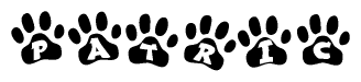 The image shows a series of animal paw prints arranged horizontally. Within each paw print, there's a letter; together they spell Patric