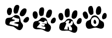 The image shows a series of animal paw prints arranged horizontally. Within each paw print, there's a letter; together they spell Zeko
