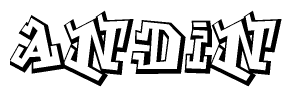 The clipart image features a stylized text in a graffiti font that reads Andin.