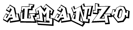 The clipart image features a stylized text in a graffiti font that reads Almanzo.