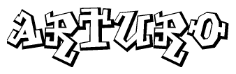 The clipart image depicts the word Arturo in a style reminiscent of graffiti. The letters are drawn in a bold, block-like script with sharp angles and a three-dimensional appearance.