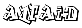 The clipart image depicts the word Anaid in a style reminiscent of graffiti. The letters are drawn in a bold, block-like script with sharp angles and a three-dimensional appearance.