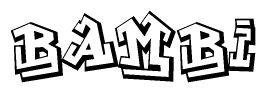 The clipart image depicts the word Bambi in a style reminiscent of graffiti. The letters are drawn in a bold, block-like script with sharp angles and a three-dimensional appearance.