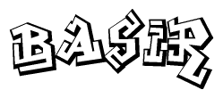The clipart image features a stylized text in a graffiti font that reads Basir.