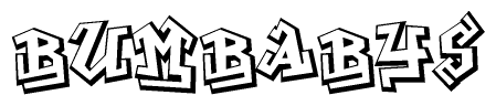 The clipart image depicts the word Bumbabys in a style reminiscent of graffiti. The letters are drawn in a bold, block-like script with sharp angles and a three-dimensional appearance.