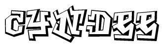 The clipart image features a stylized text in a graffiti font that reads Cyndee.